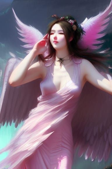Angelic Demon Woman with Wings and Horns