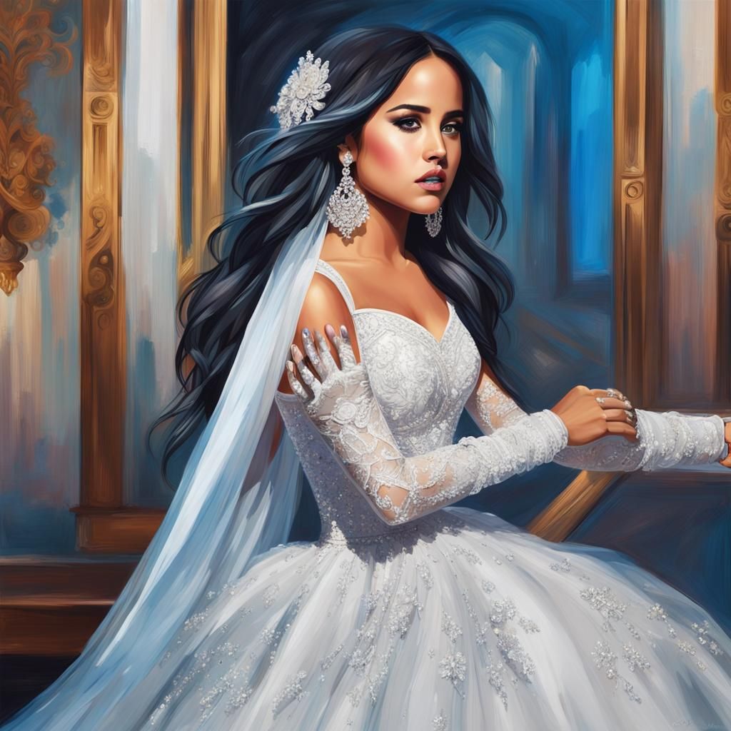 Portrait of a Woman in White Gown, Abstract Art Style