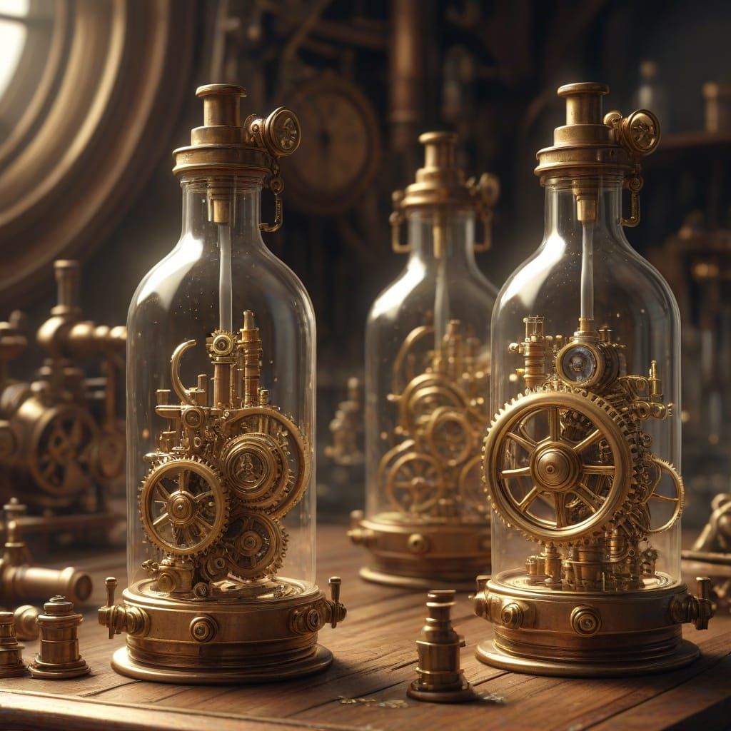 Steampunk Dream Bottling Contraption in Sci-Fi Art
