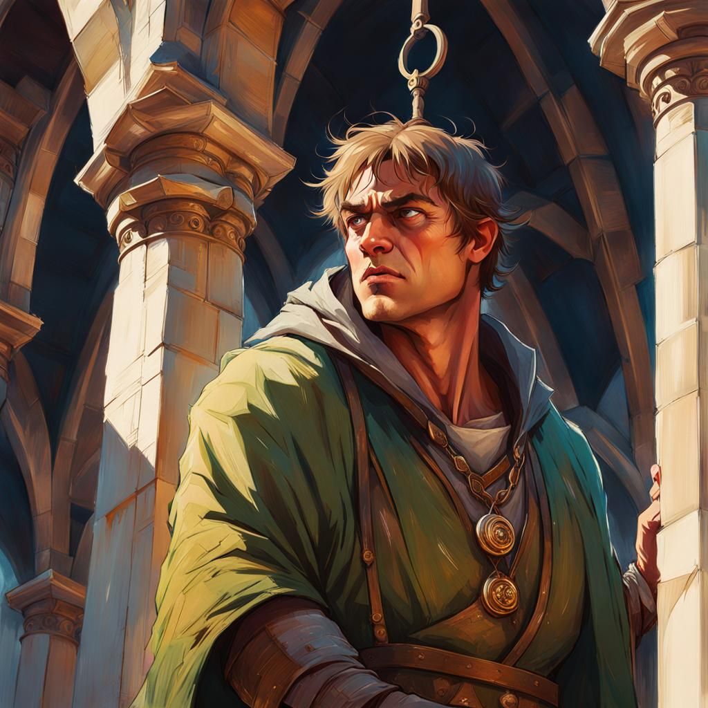 Quasimodo in Bell Tower: Detailed 8K Portrait