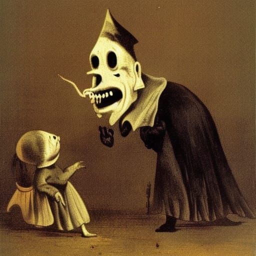 Terrifying Ghosts with Teeth in Grotesque Style