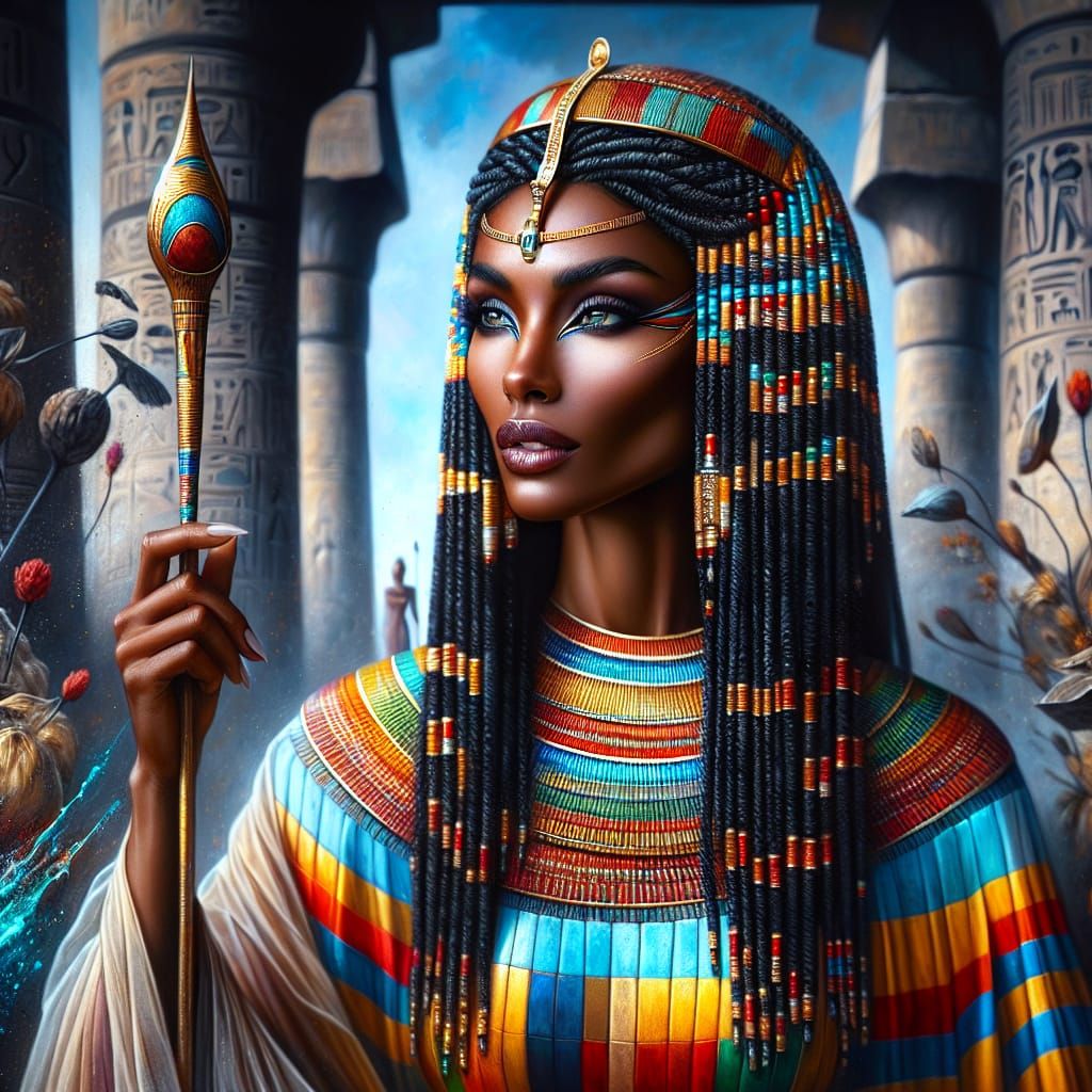 Egyptian Goddess Wosret in Kalasiris Sheath Dress