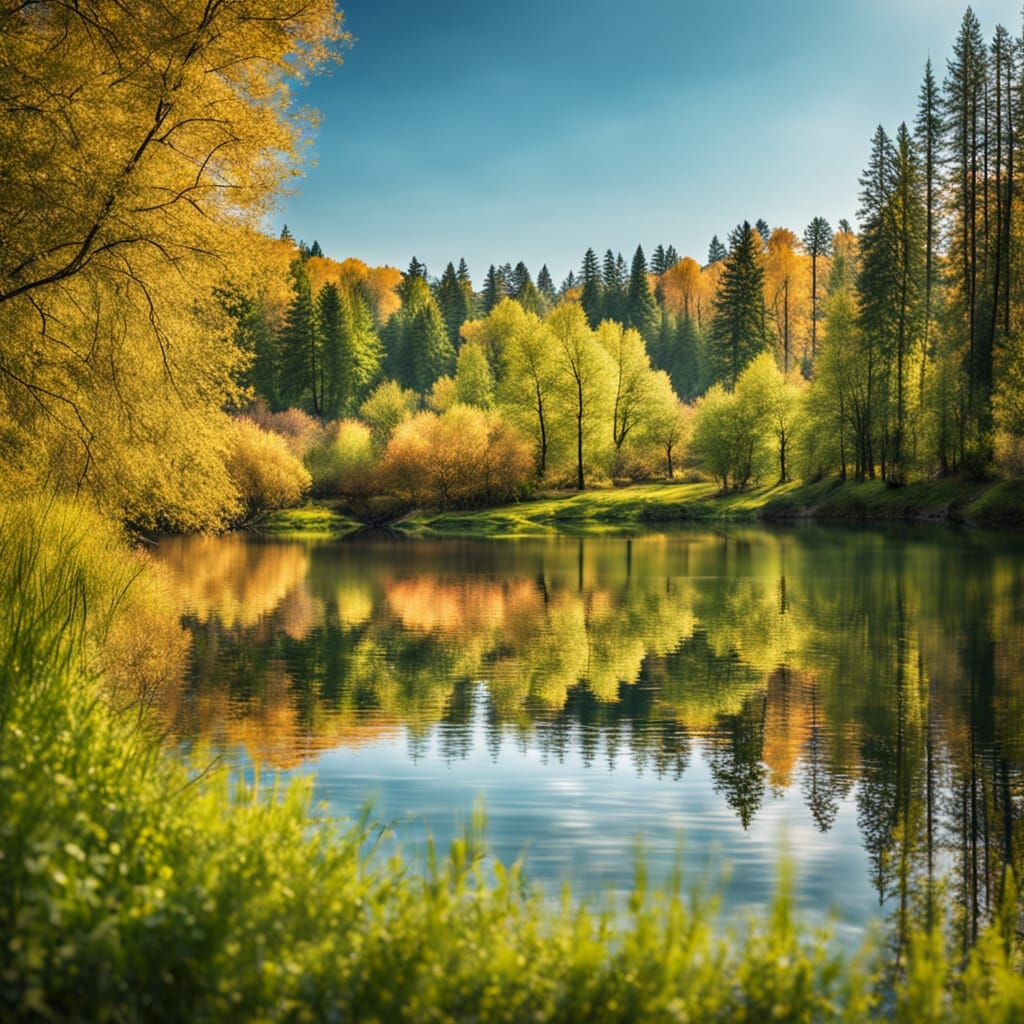 Serene Lake Landscape Photography on a Sunny Day
