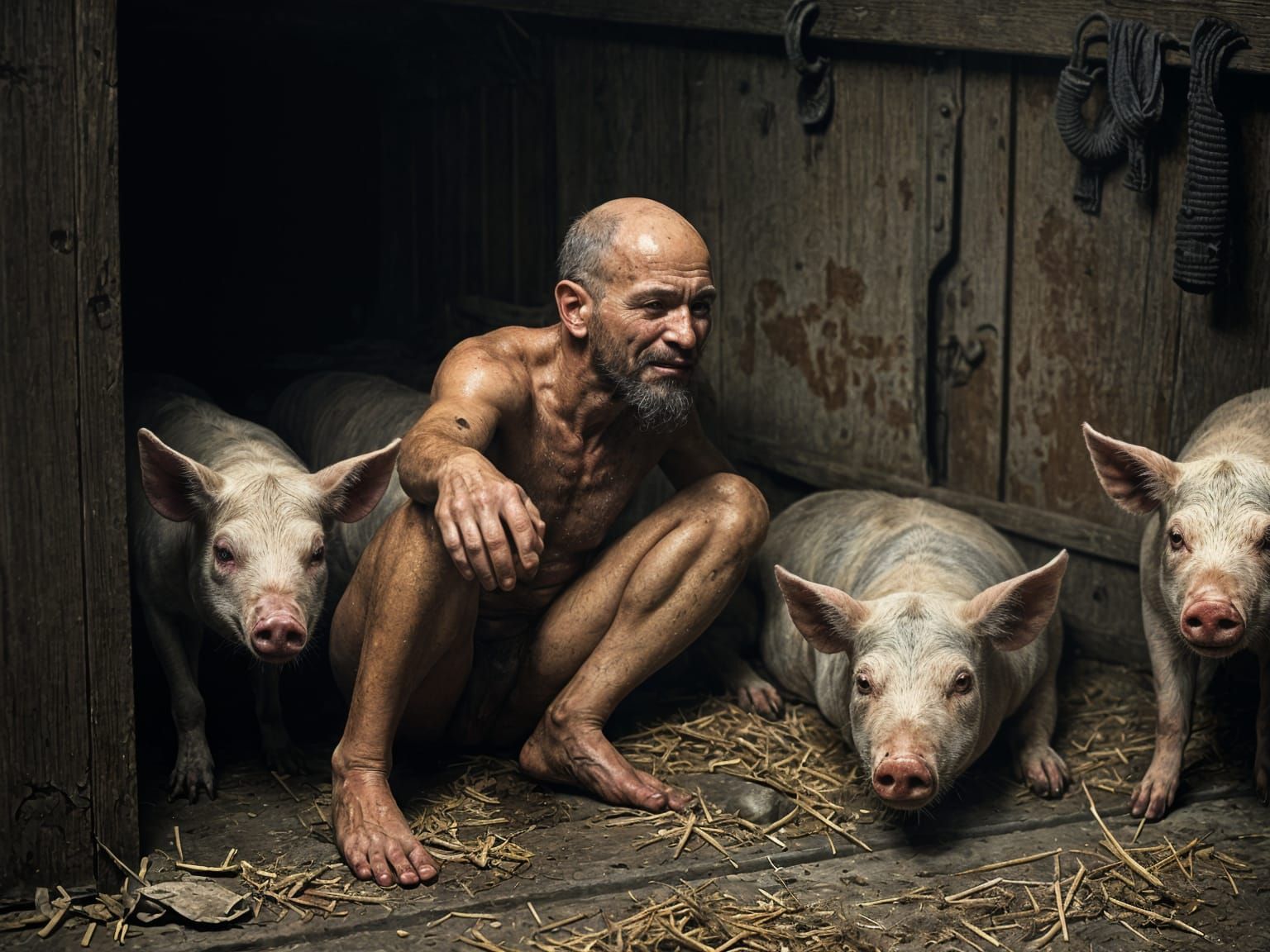 Emaciated Soul in a Barn, Haunting Scene