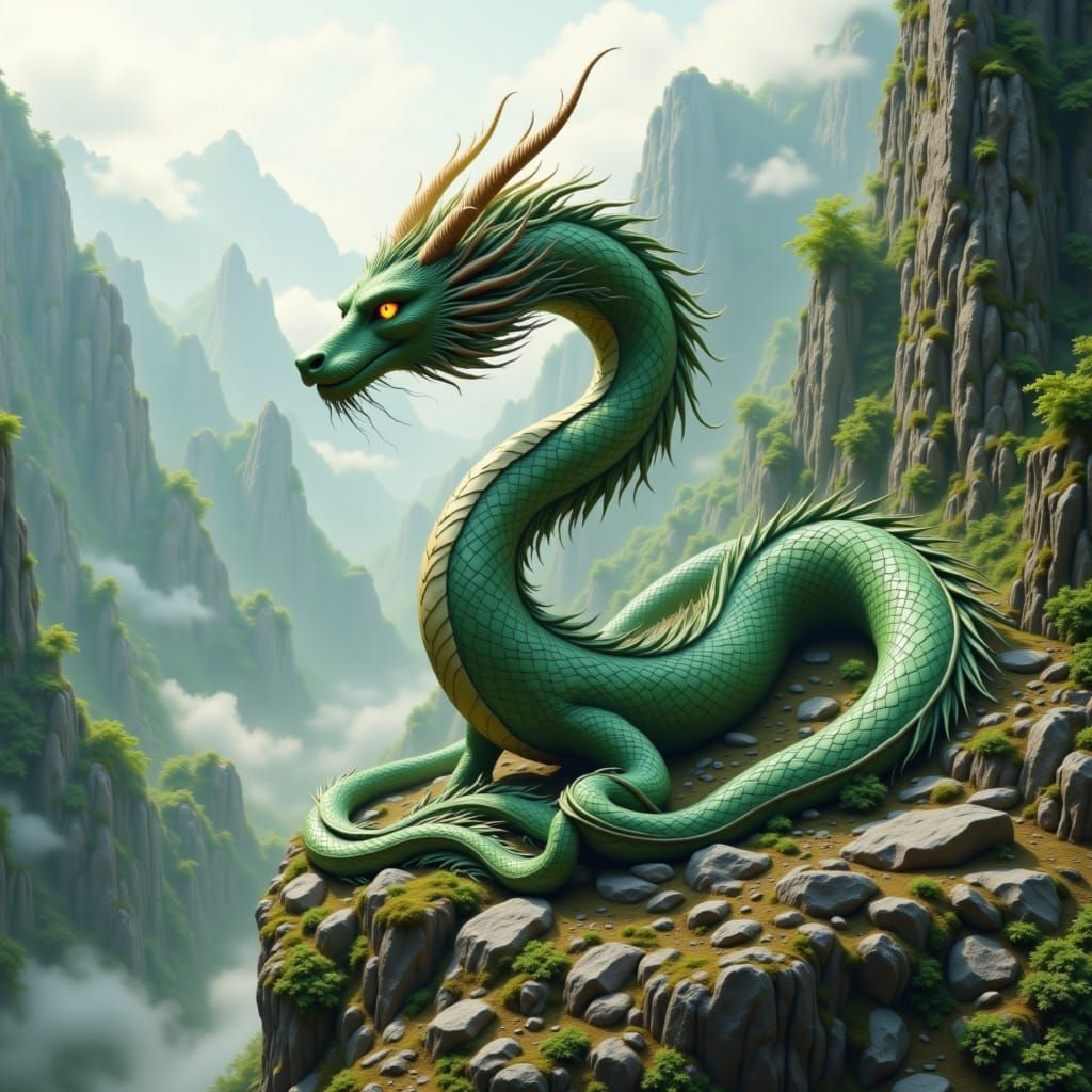 <lora:The Earth of Red:1.0> dragomlx, ancient oriental earth dragon, long serpentine body, jade and stone scales, moss a...