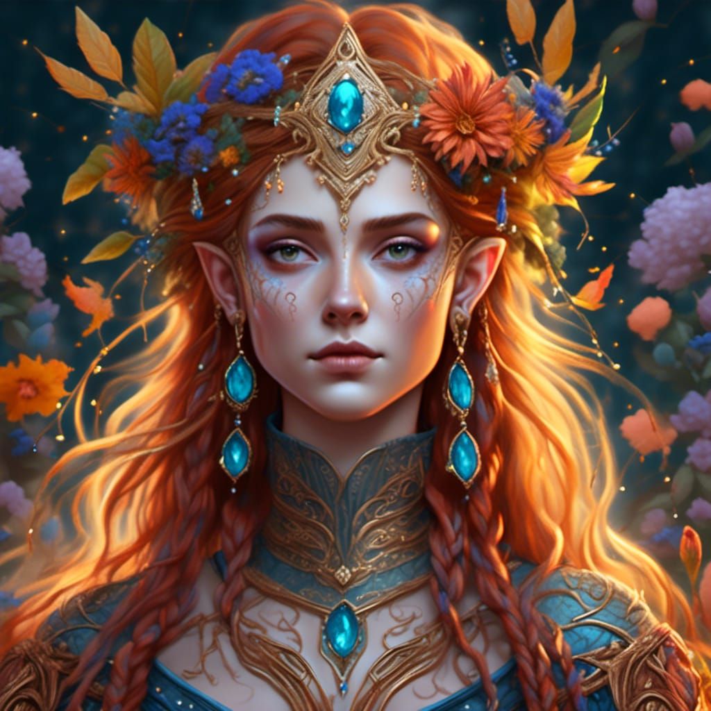 Elegant High Elf with Floral Adornments