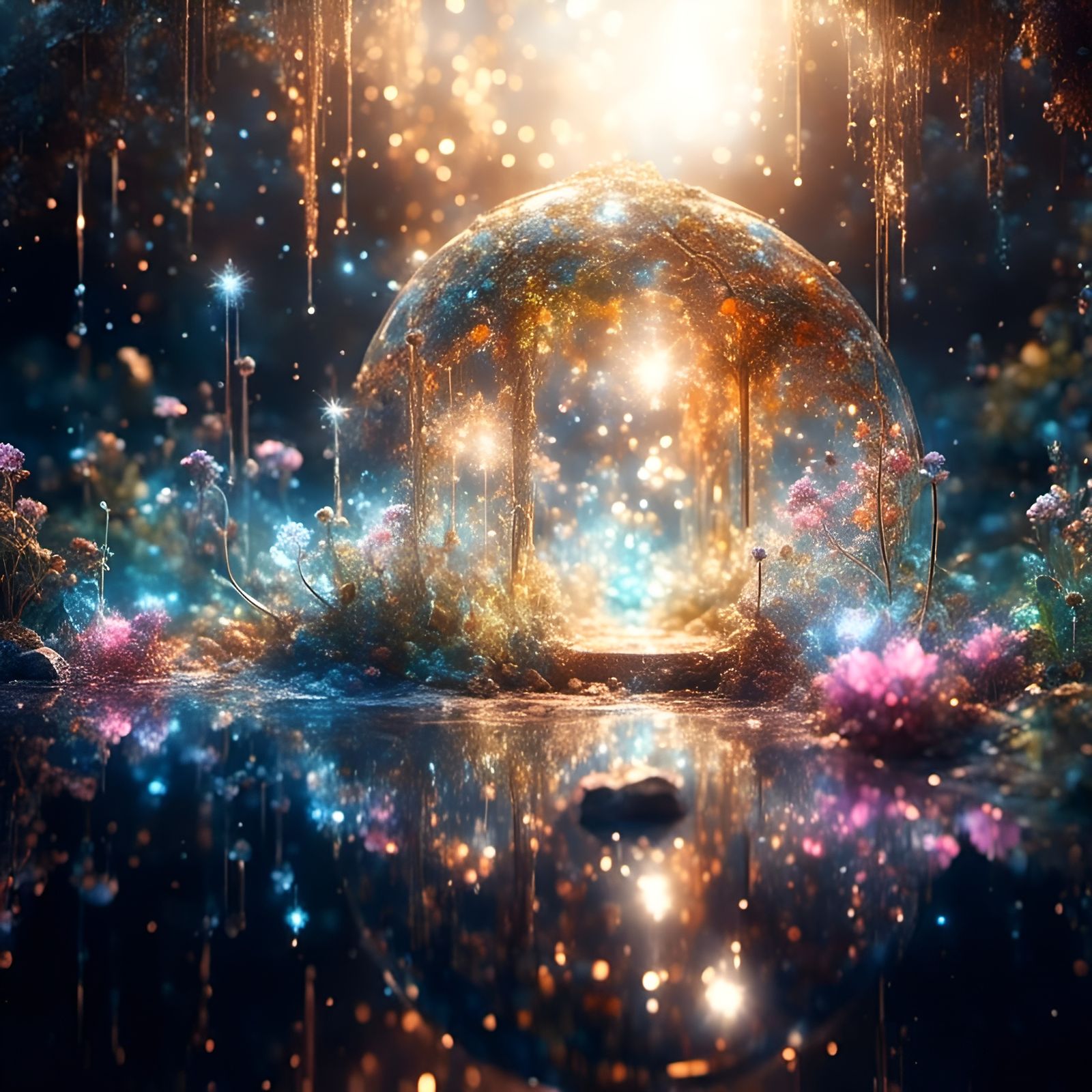 Post-Apocalyptic Garden of Vegetables with Crystal Stars