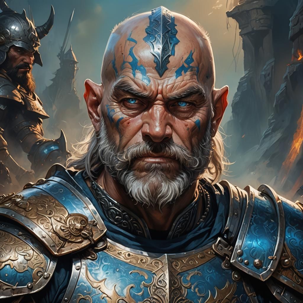 Fantasy Warrior Portrait in Metallic Armor