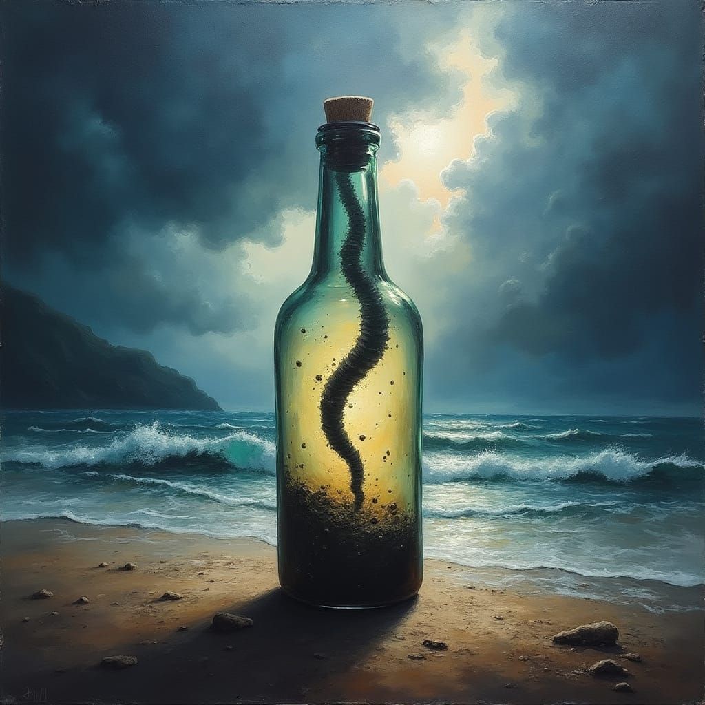 Turbulent Stormy Scene in Dramatic Oil Painting Style