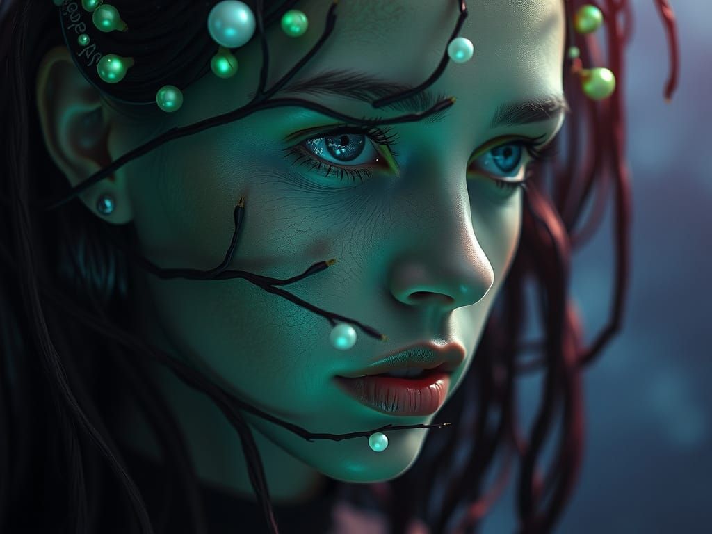Alien Florasky Woman in Ethereal Sci-Fi Matte Painting