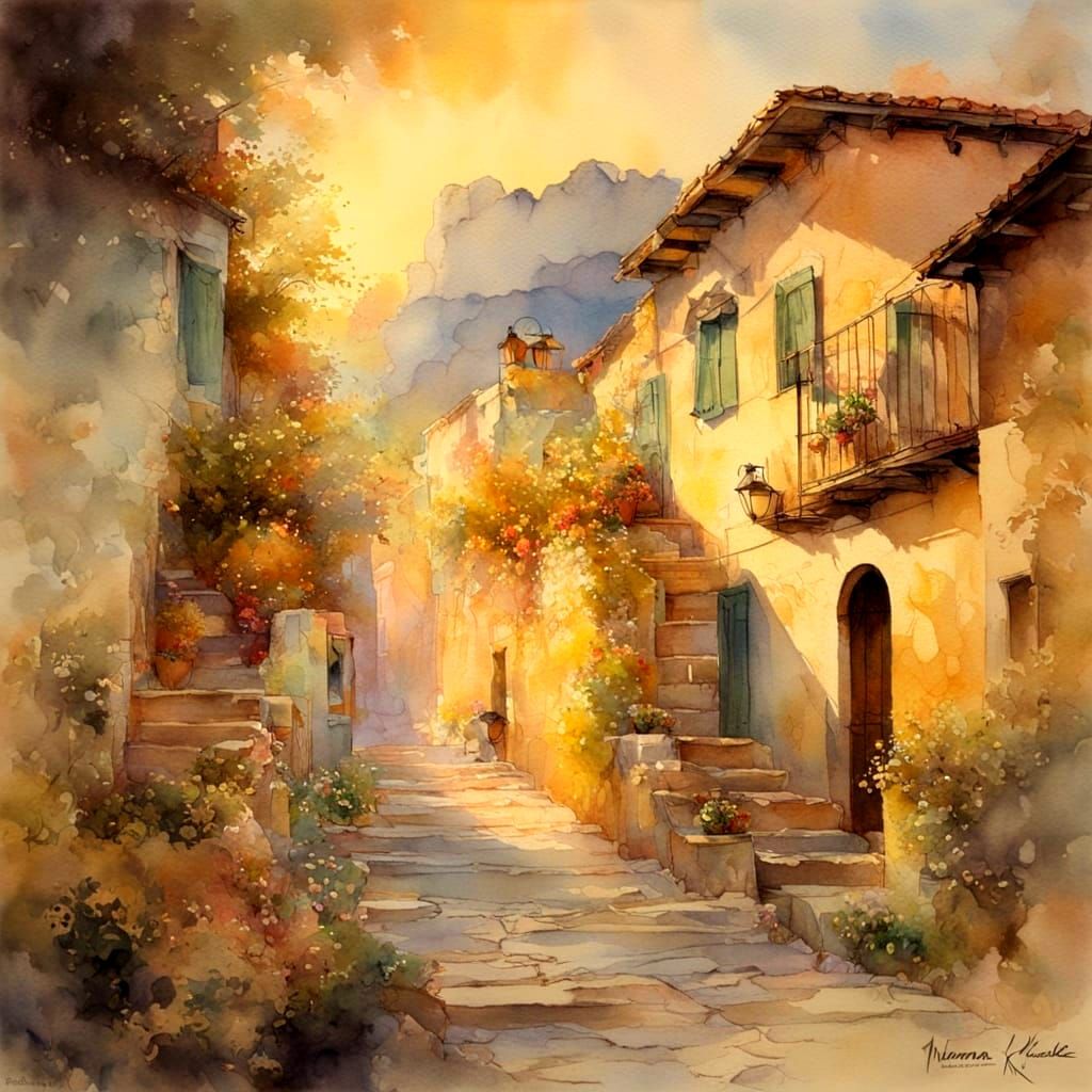 Warm Golden Light on Greek Countryside