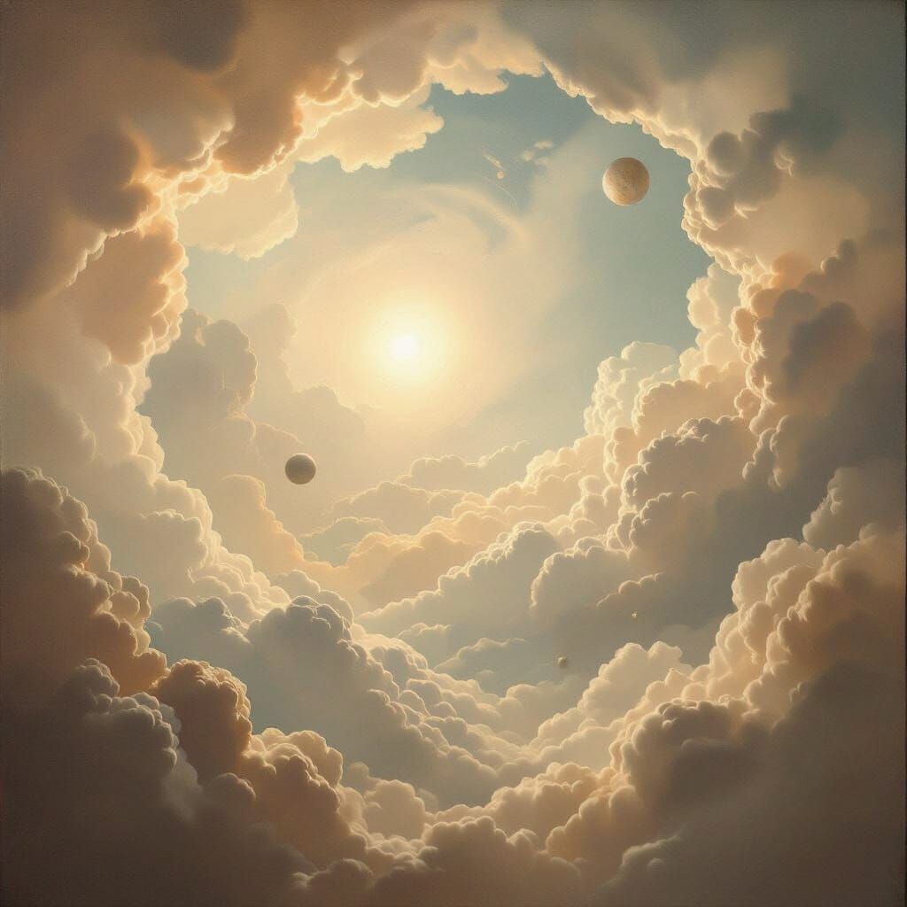 Renaissance Sky Painting with Celestial Bodies