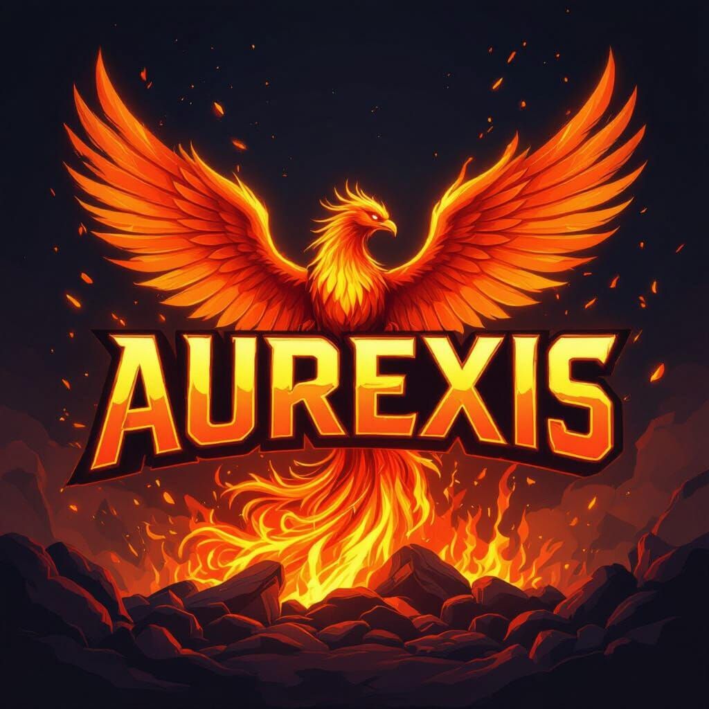 Fiery Phoenix Esports Logo with Bold Font