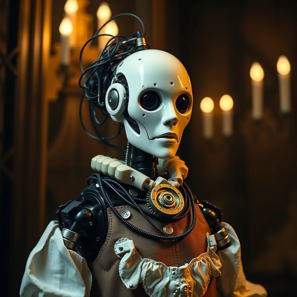 Renaissance Robot in Chiaroscuro Lighting