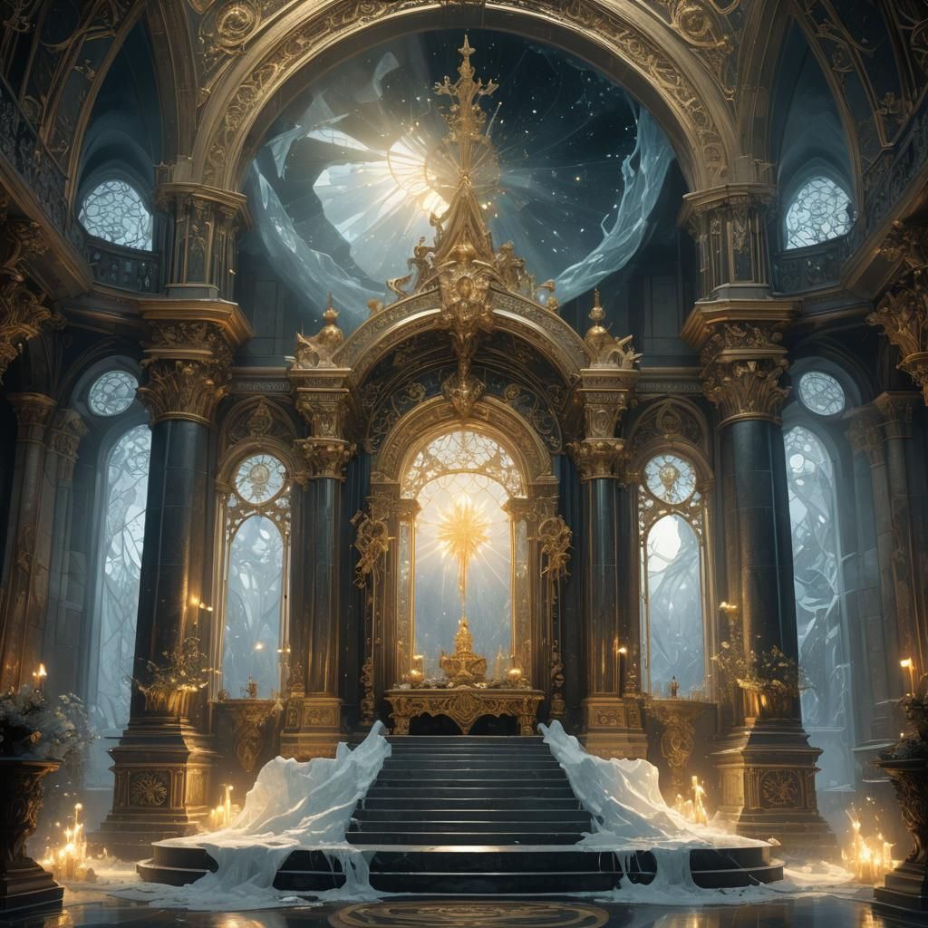 Baroque Altar of Ice Goddess in Dark Fantasy Style