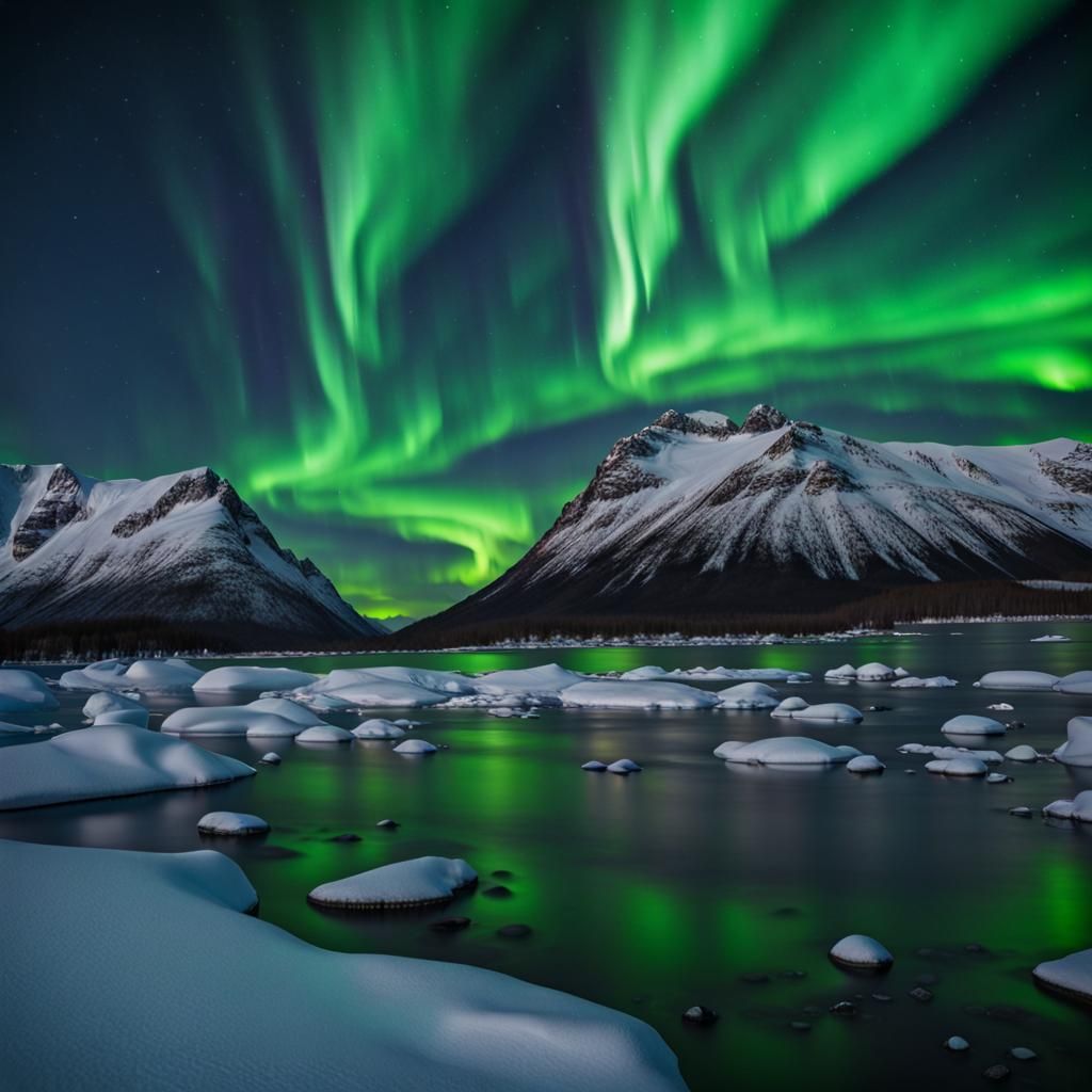 Aurora Borealis Over the Arctic Circle