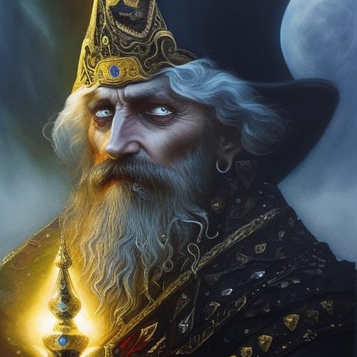 Koshchey the Deathless: Ink and Watercolor Wizard