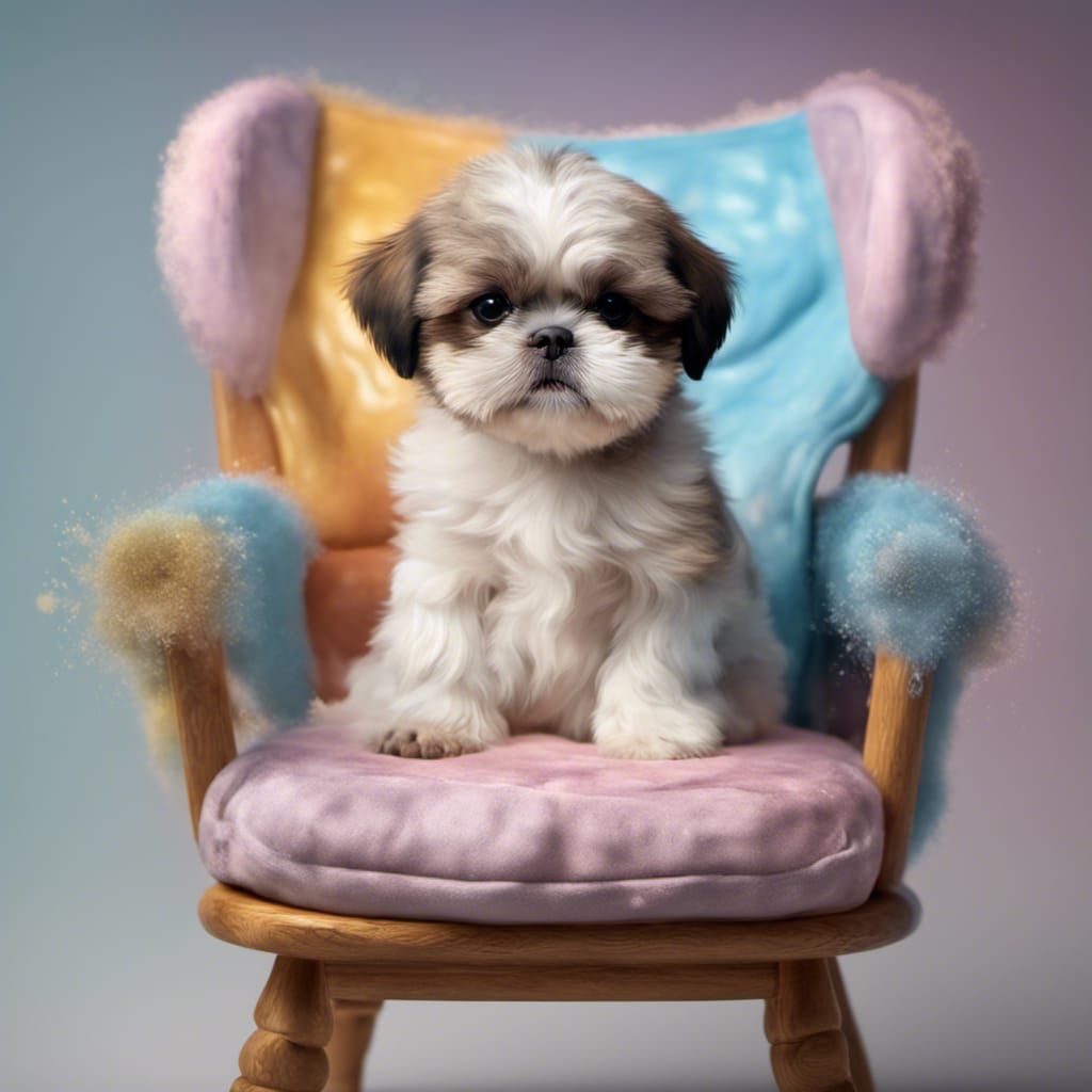 Shih Tzu Pup sitting on a chair