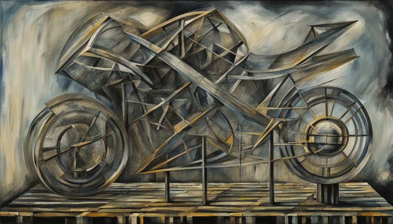 Abstract Oil Painting with Glass Core Elements