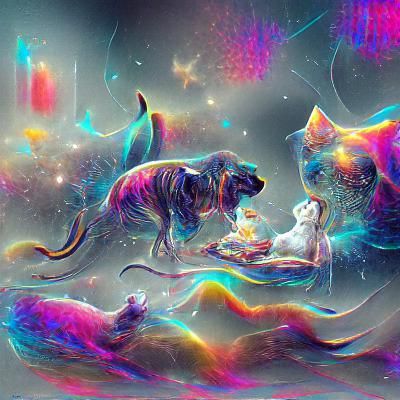 Cosmic Astral Illustration of Dogs and Cats