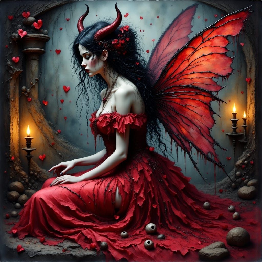 Gothic Fairy in Crimson Splendor