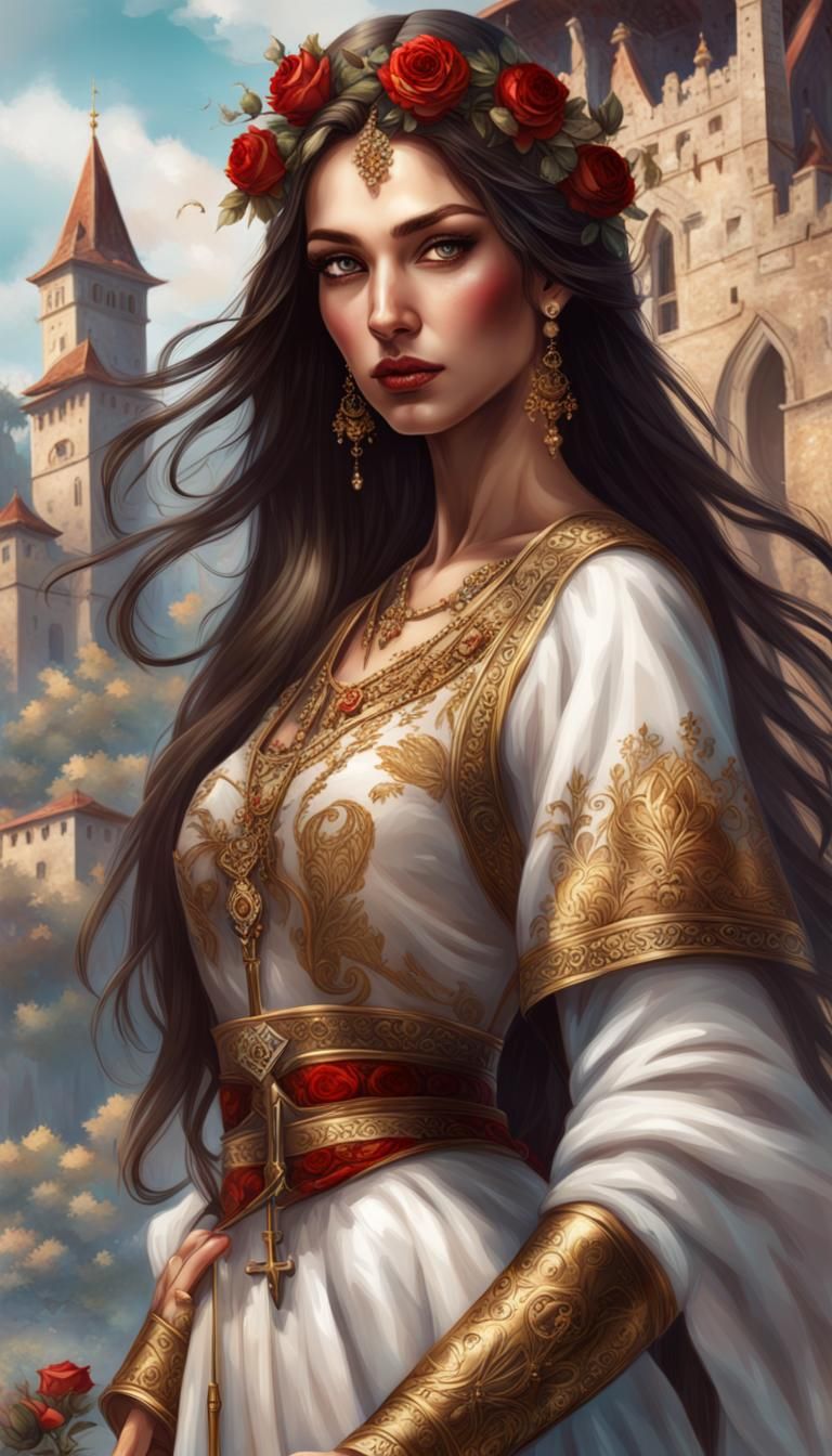 Bulgarian Woman in Traditional Dress: Hyperrealistic Art