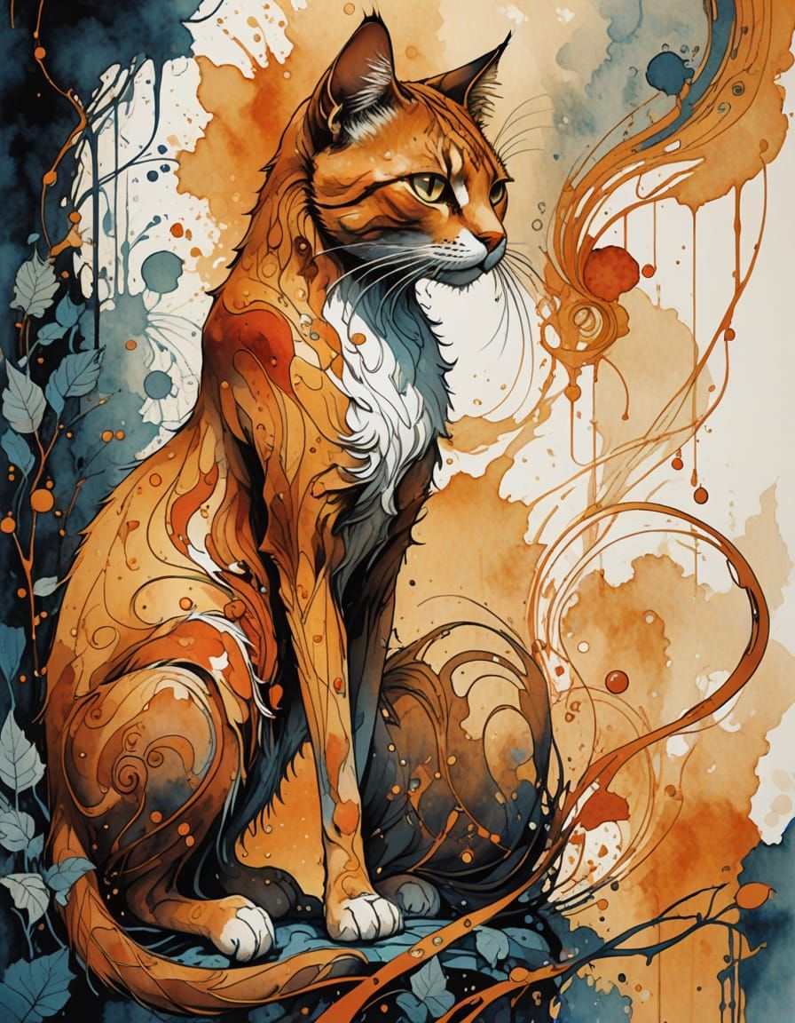 Tarot Cat Guru in Art Nouveau Style