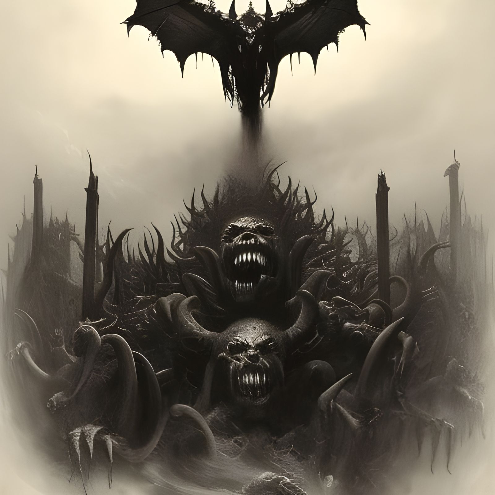 Horrific Demon with Razor Teeth and Many Eyes