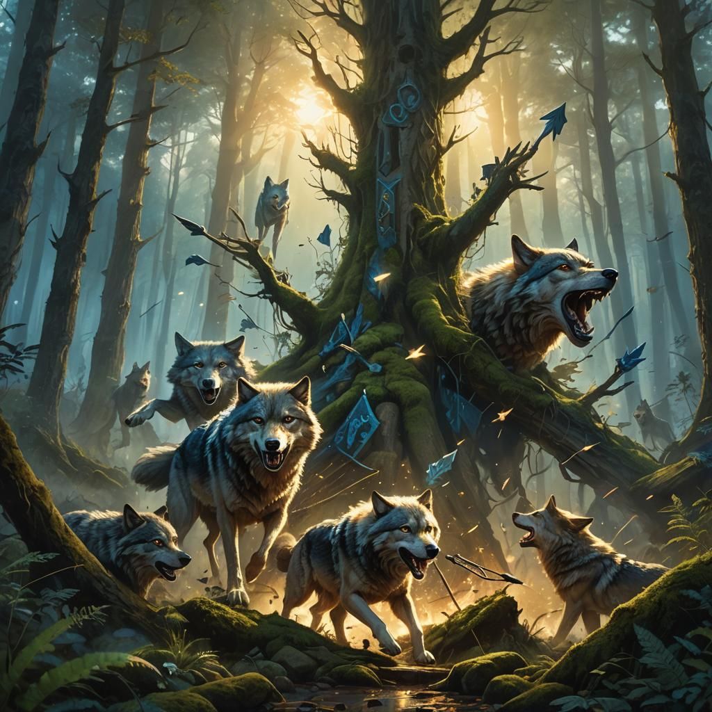 Wolves Photobombing Arrow Trap in Fantasy Forest