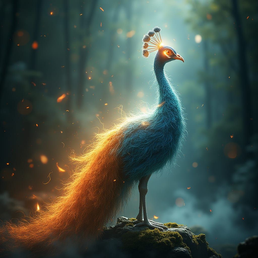 Ethereal Peacock in Elemental Harmony