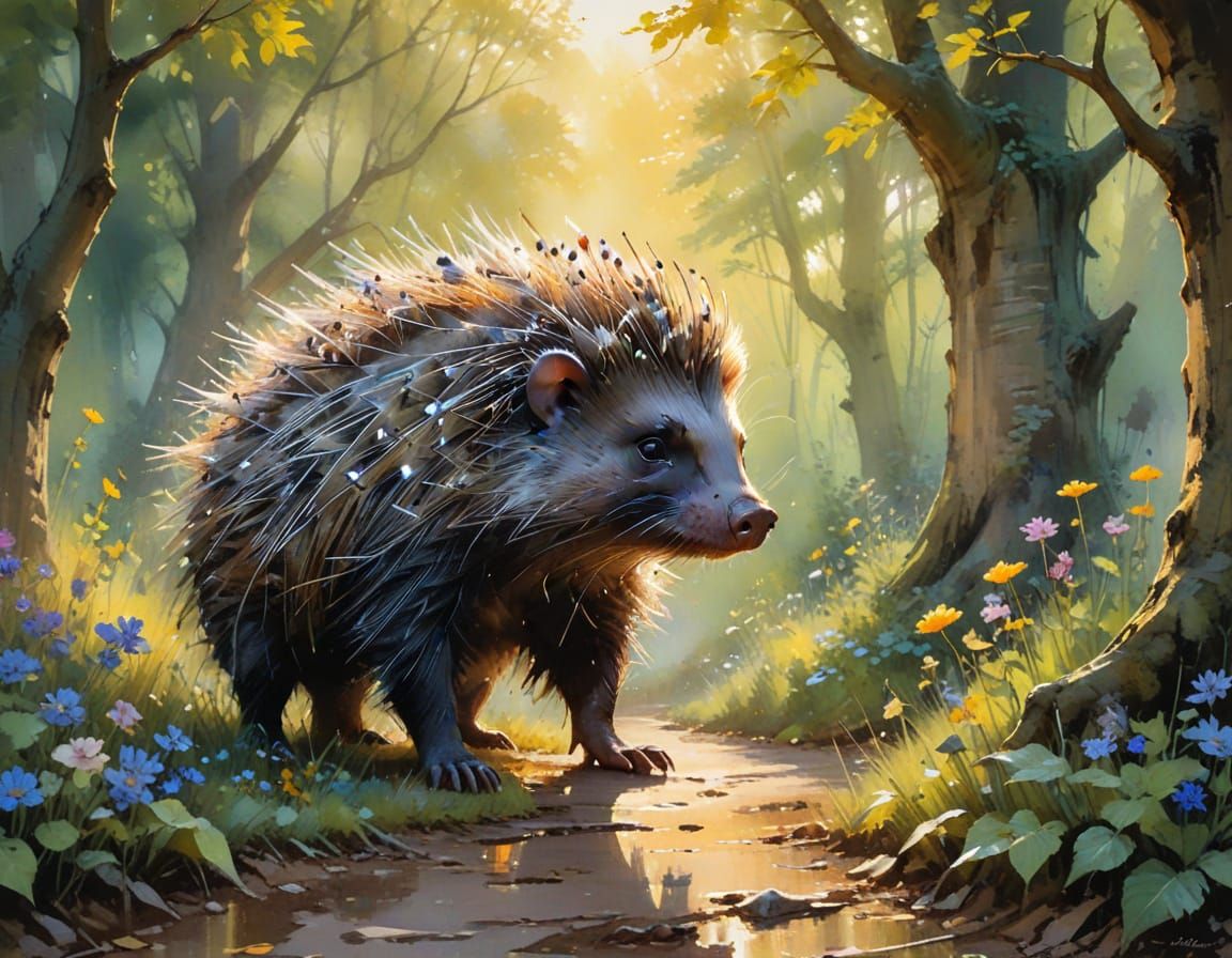 Enchanted Grove: A Dapper Porcupine's Woodland Tale