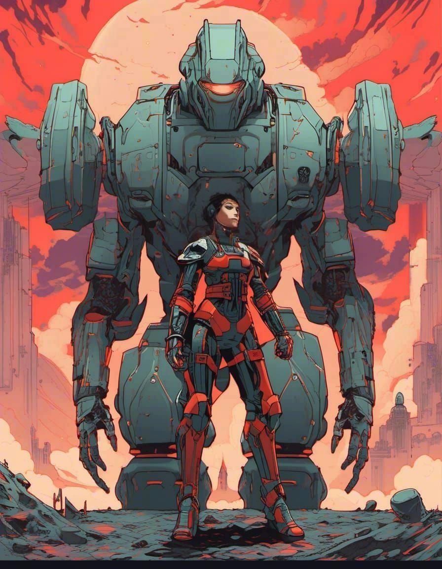 Cyborg Knight Battles Cybernetic Basilisk