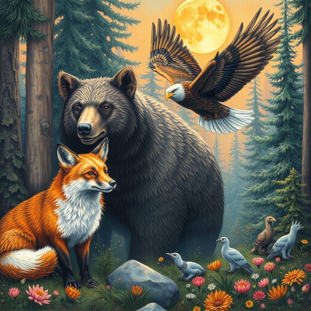 Fox bear eagle