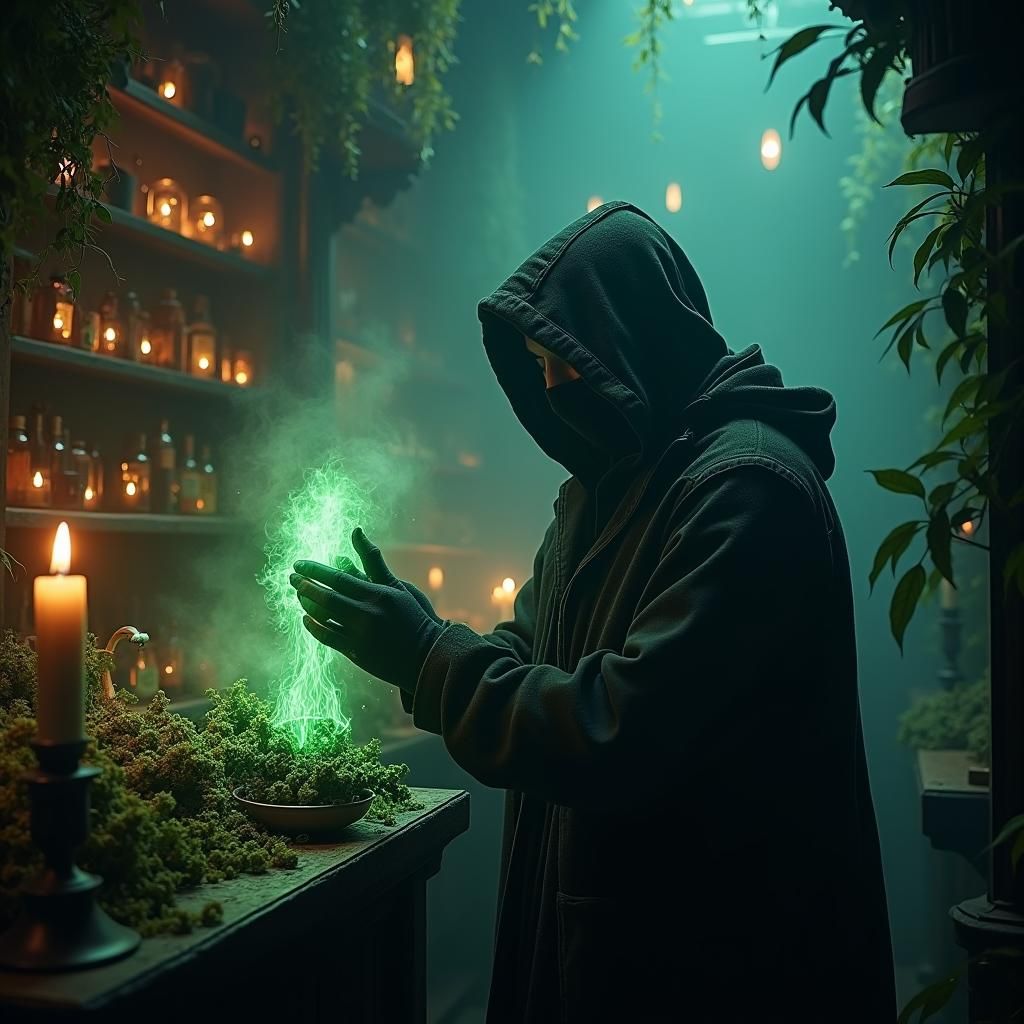 Mystical Apothecary Weed Heist: Fantasy Concept Art