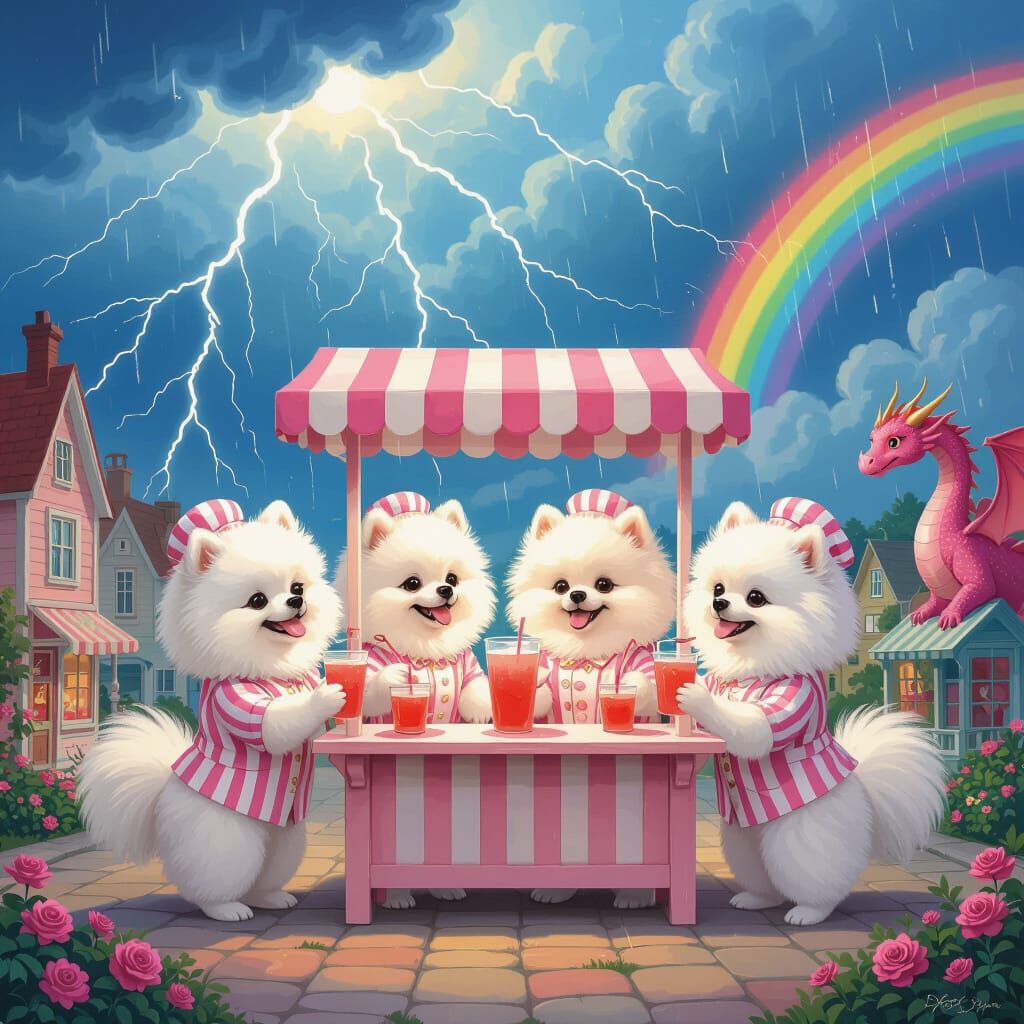 Pink Dragons and Pomeranians Sell Lemonade Under Stormy Rain...
