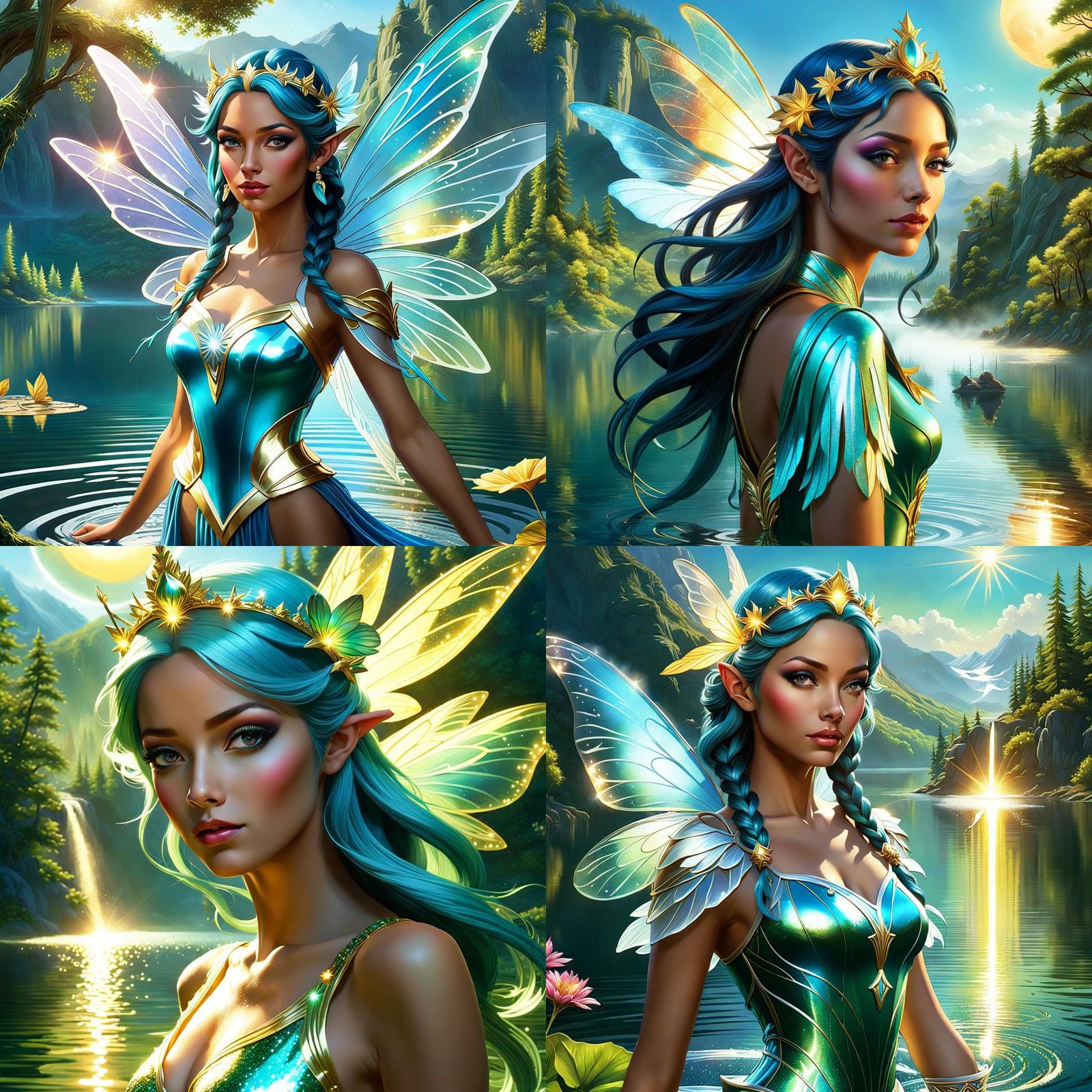 Sparkling Lake Fairy Portrait in Fantasy Style