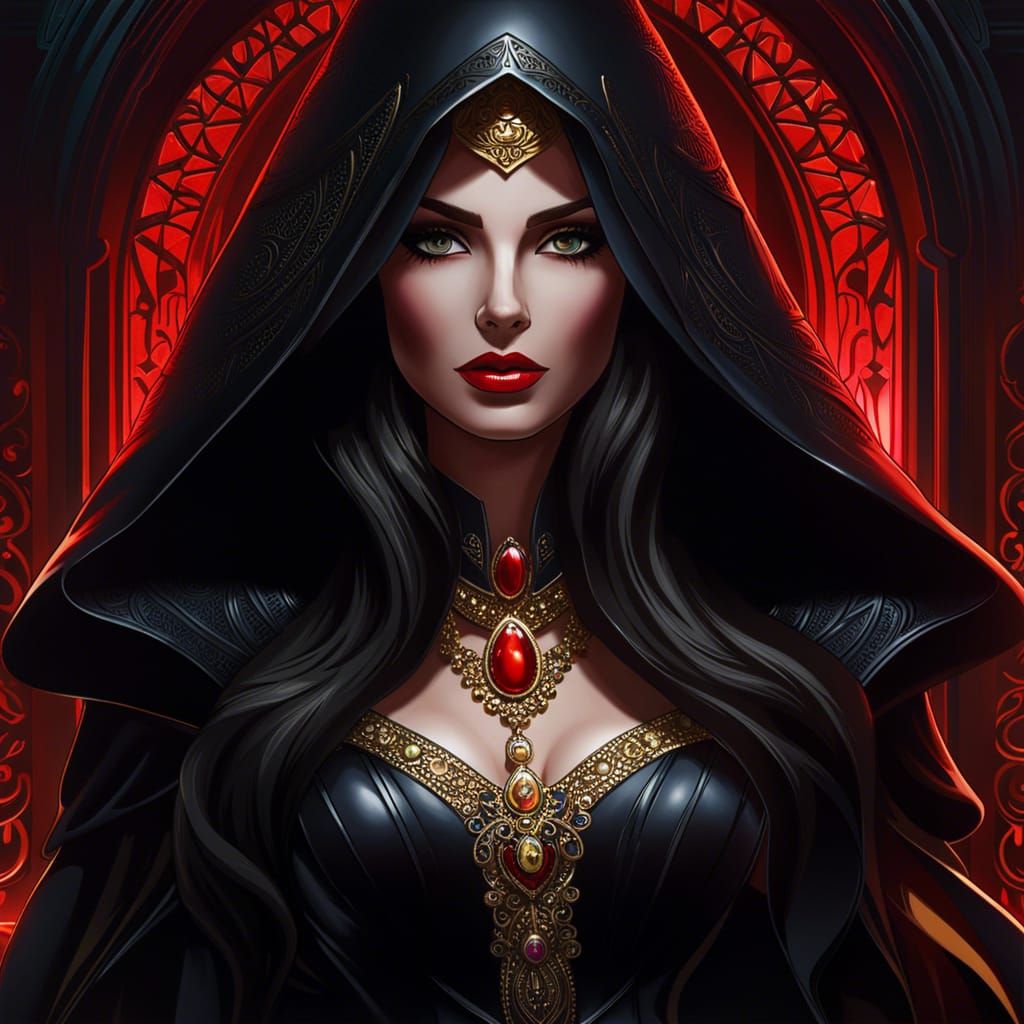 Vampire Queen in Shadows: Hyperdetailed Concept Art