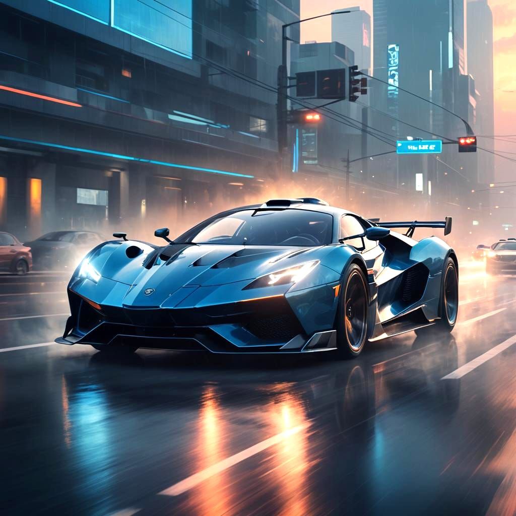 Futuristic Sports Car: Detailed Matte Painting