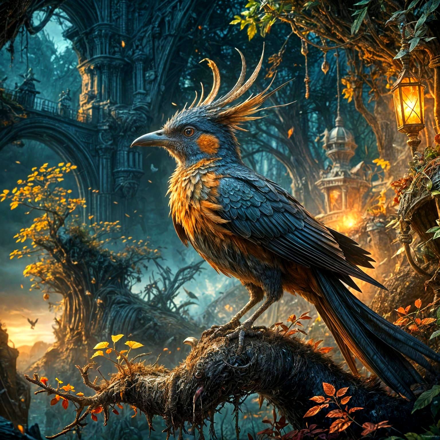 Intricate Fantasy Bird in Detailed Matte Painting Style