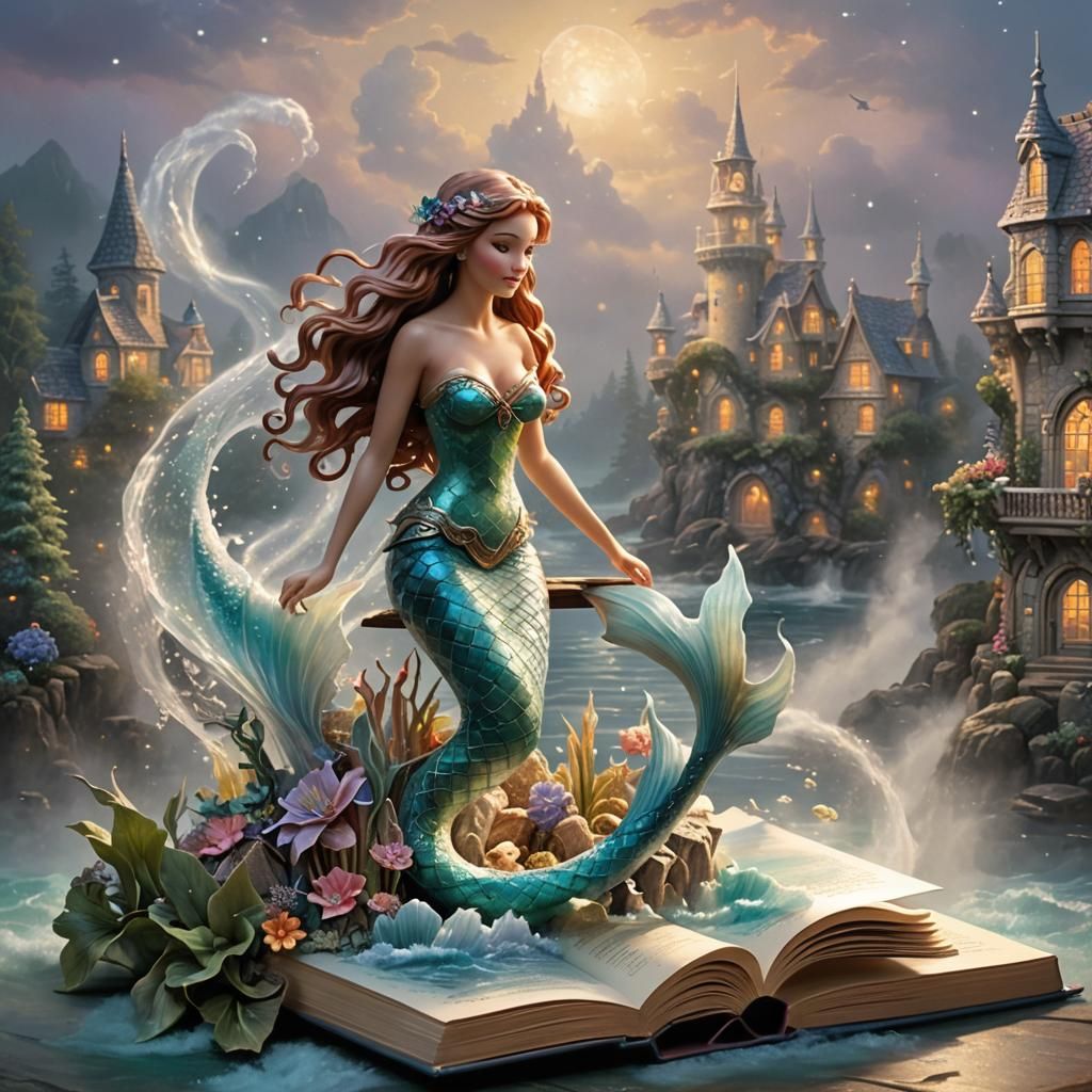 Ethereal Mermaid Pop-Up Book Illustration