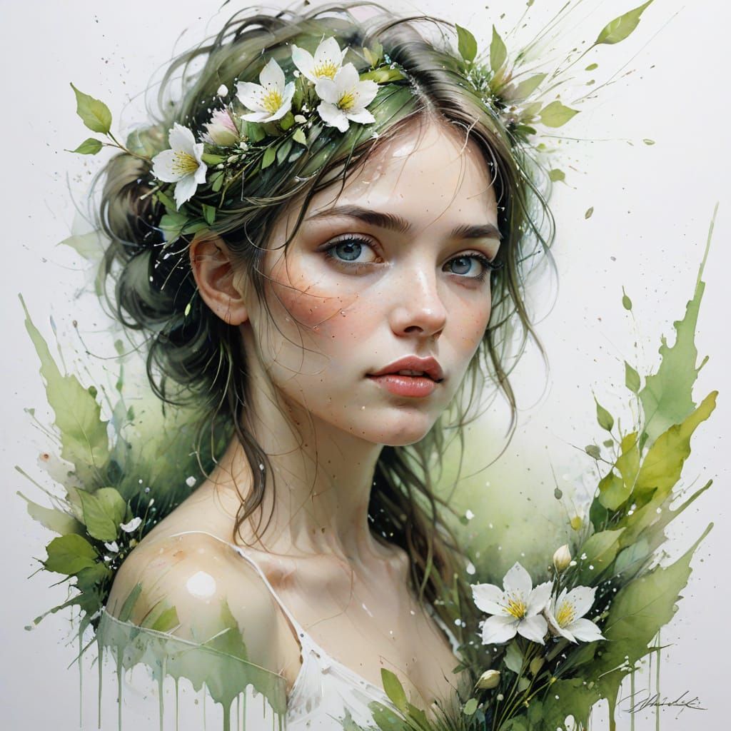 Spring Renewal Garden with Blossoms and Greenery