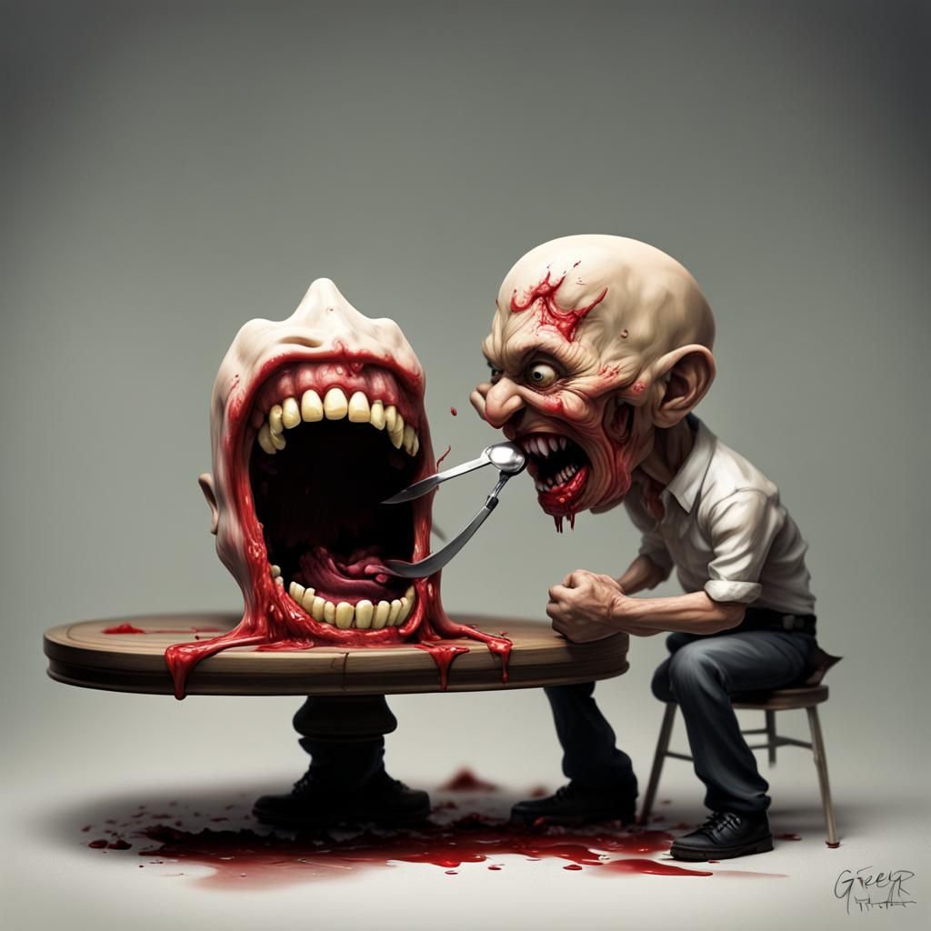 Nightmare Bobblehead Devours Owner: Horror Scene
