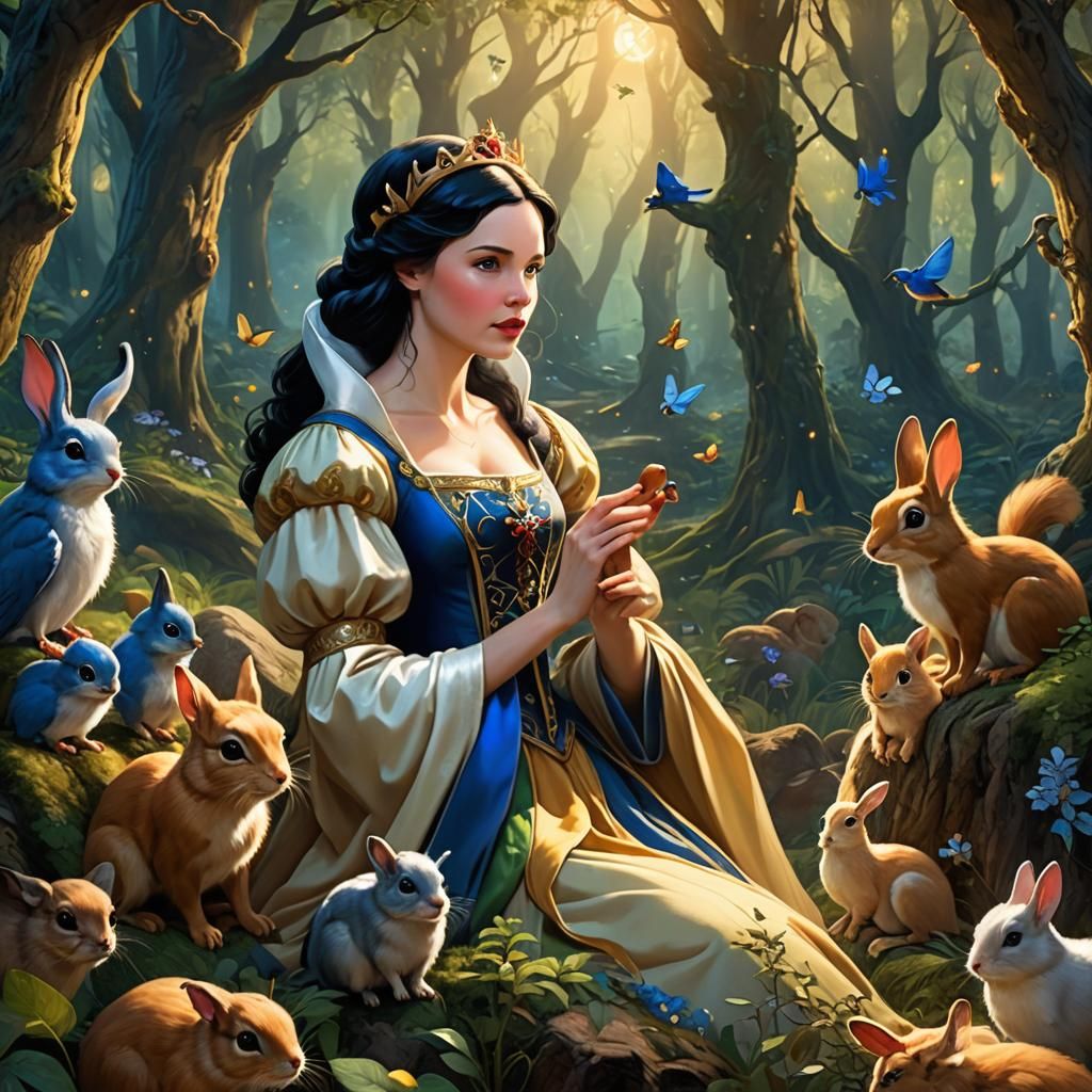 Snow White and Forest Friends in Enchanted Forest