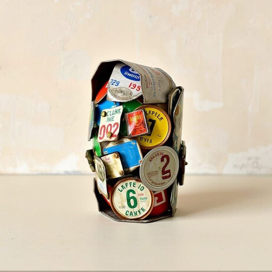 Vibrant Mixed Media Collage with Abstract Painting and Metal...