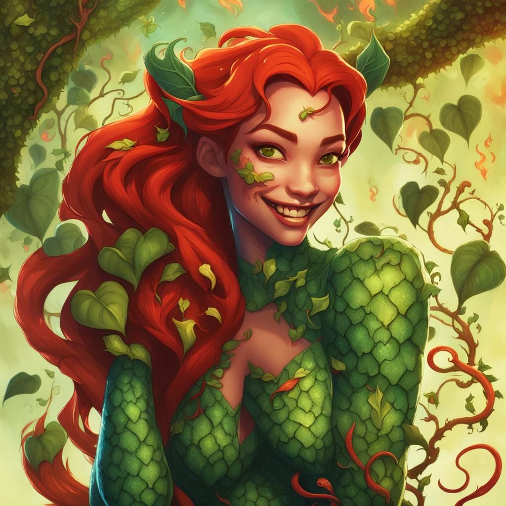 Poison Ivy and Mushu: Vivid Anime Concept Art