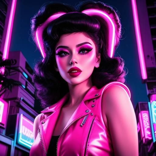 Synthwave Lipstick with Neon Retro Style