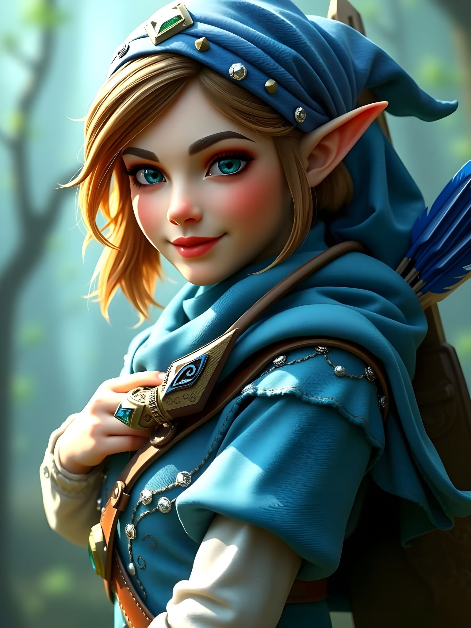 Ethereal Adult Zelda in Whimsical Forest Attire