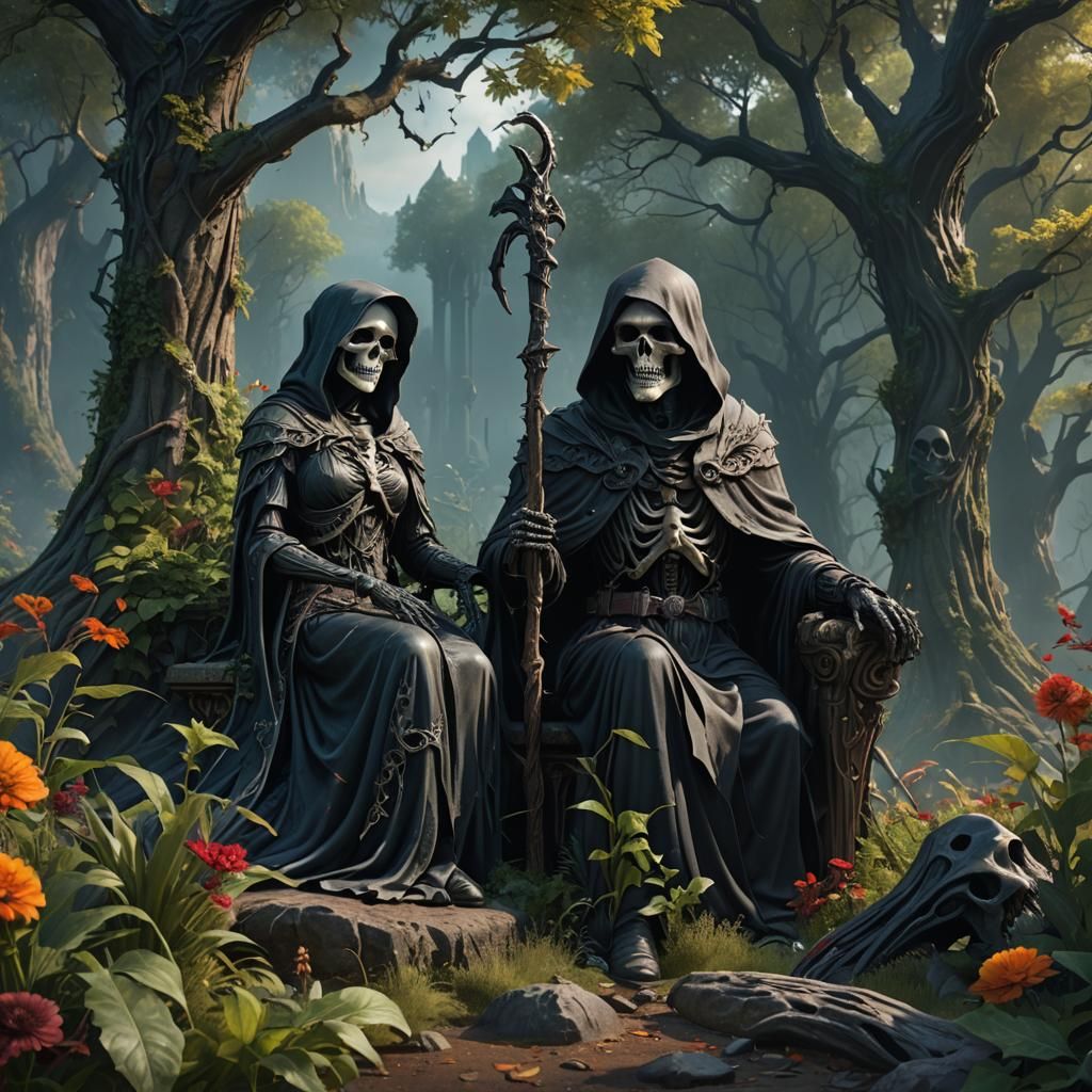 Mother Nature and Grim Reaper: Fantasy Concept Art