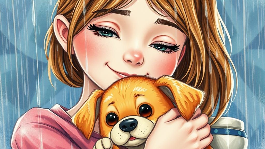 animated pencil drawing.A fragile, friendly expression on he...