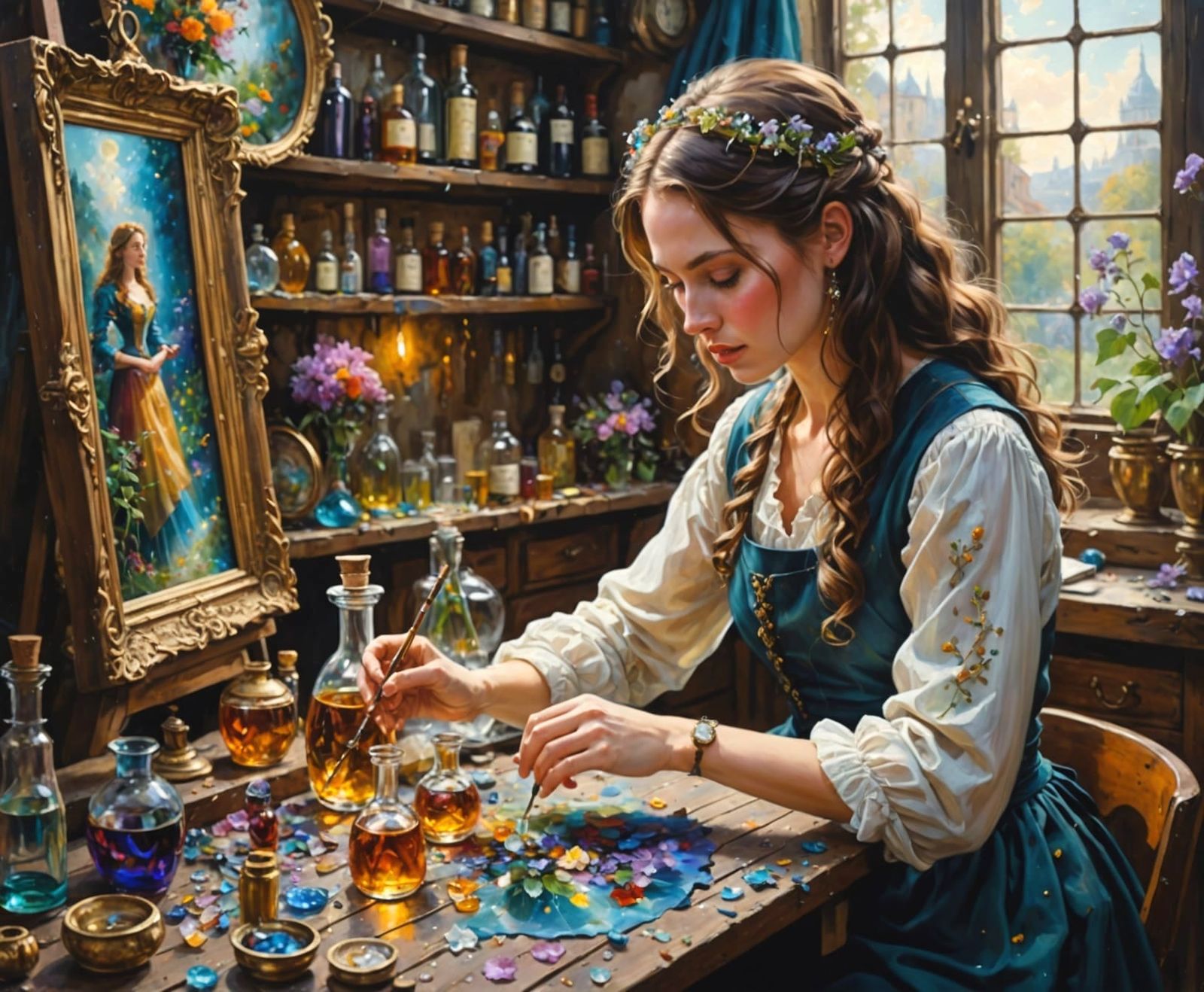 Magical Perfume and Dream Clothing Creation Oil Painting